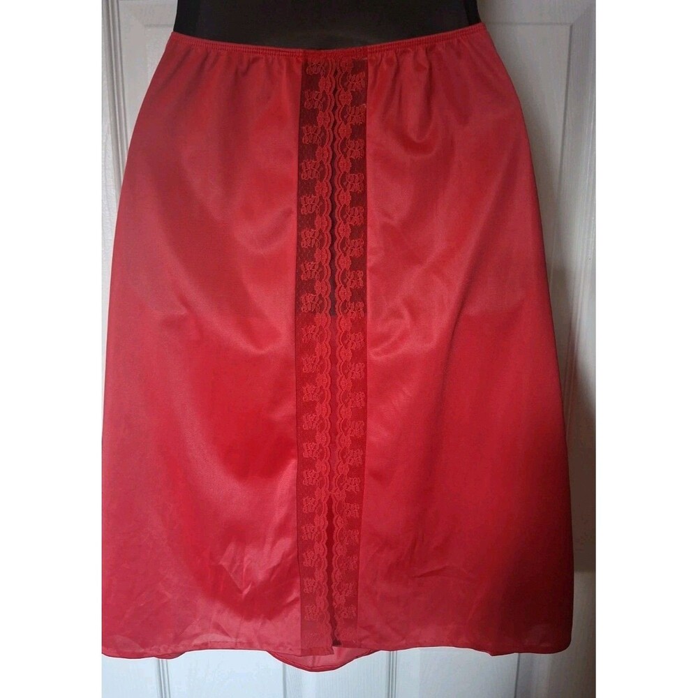 Vintage Sears Satin Slip Skirt Large Red Slit The Doesnt Classic Slip Dainty